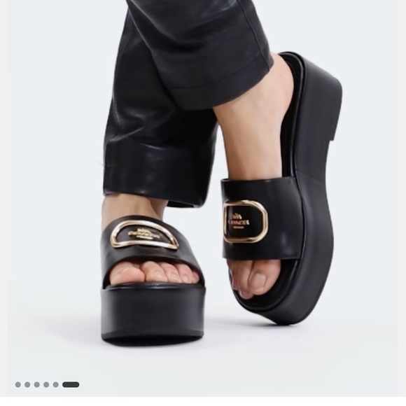 Coach platform sandals. Worn once. Original box included. - Picture 3 of 11